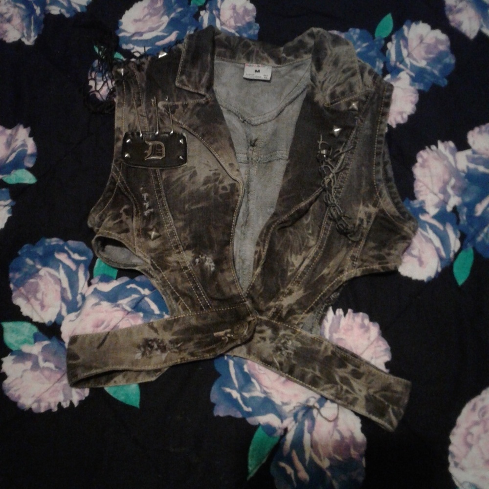 Handmade Distressed Criss Cross Vest